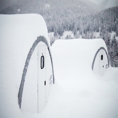 Skeena Helicamp Shelters in Snow