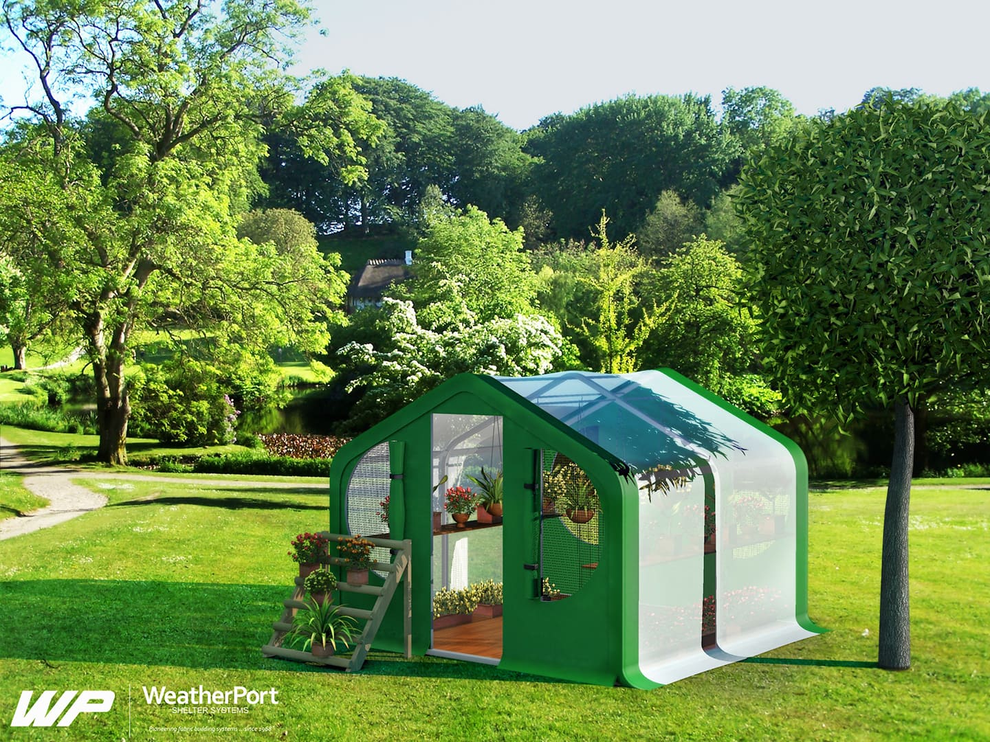 greenhouse in grass foliage ad