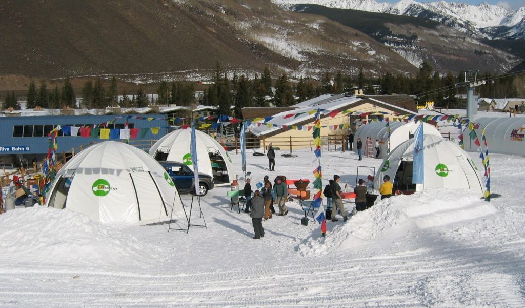 Ski Warming Hut Three White Dome Shelter Snow