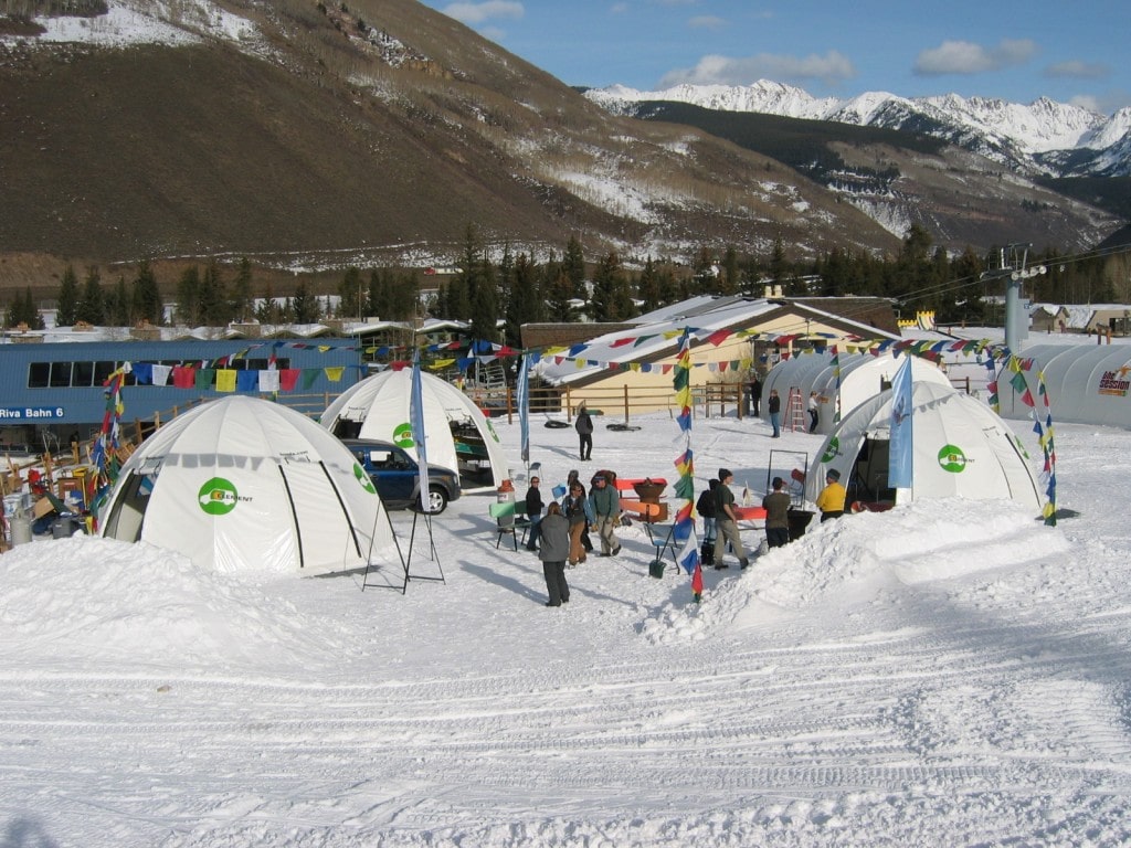Ski Warming Hut Three White Dome Shelter Snow