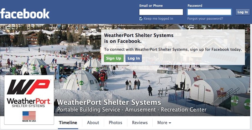 screenshot weatherport facebook page