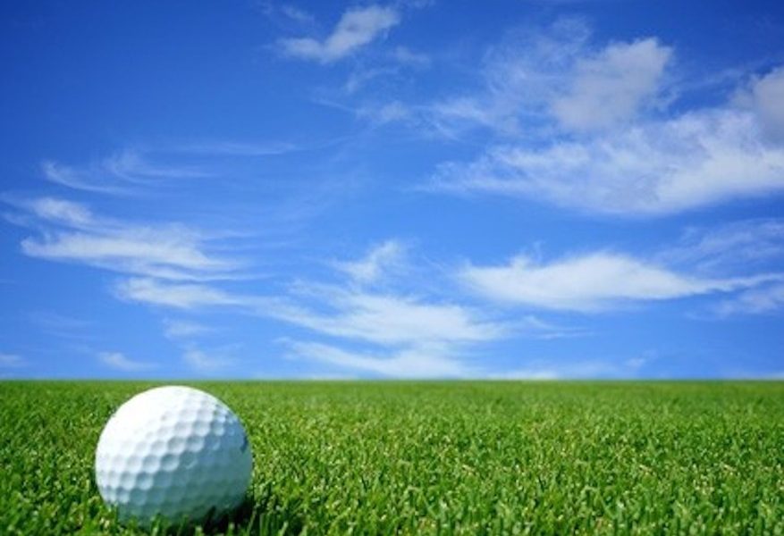 golf ball in grass close up