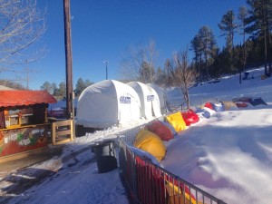 Ruidoso Winter Park uses a trio of WeatherPort 12’ x 12’ Canopies with curtains to offer guests a VIP experience and comfortable shelter from the elements.