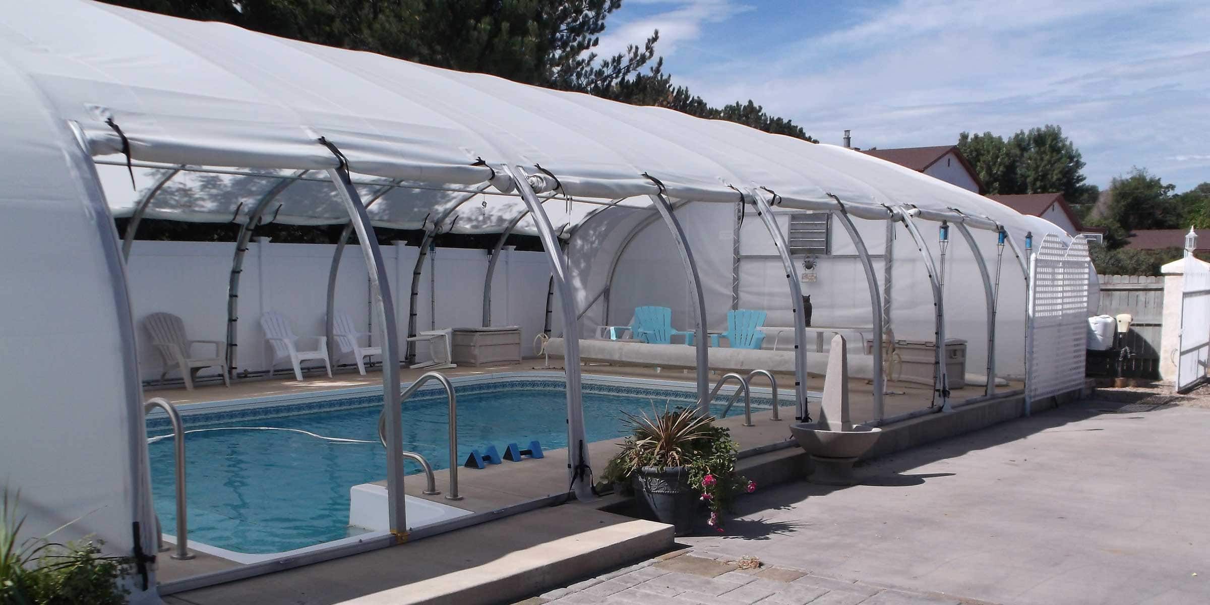 outdoor pool enclosure over an in ground pool