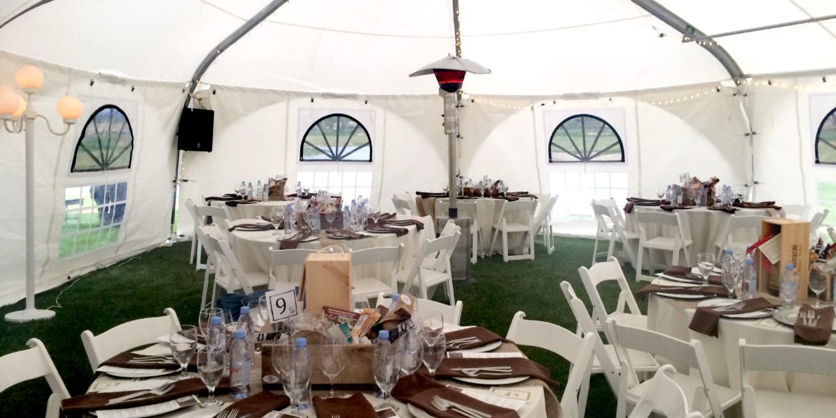 outdoor event in tents at a resort